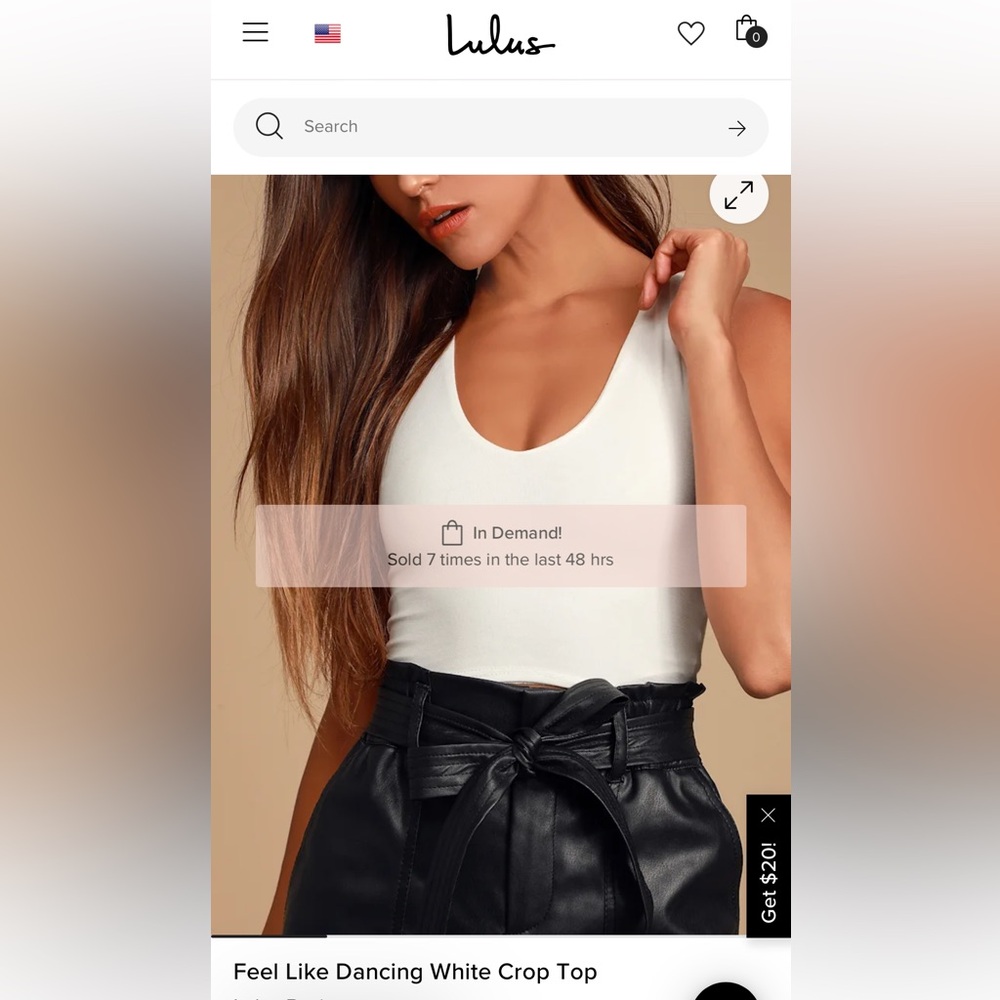 New: Lulu's White Sleeveless Crop Top | Medium